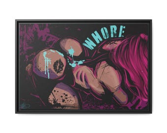 Wh*re Street Art Pinup Matte Canvas, Framed