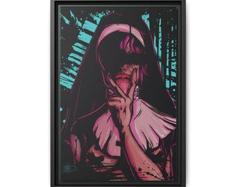 Dark Gothic Nun Art Matte Canvas Framed | Horror Pop Art Wall Decor