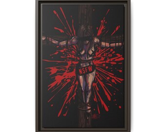 Crucified Figure with Red Blood Splatter Matte Canvas