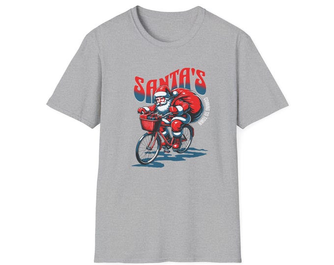 Featured listing image: Santa's Bike Ride T-Shirt | Christmas Holiday Tee