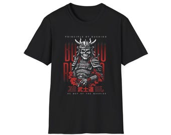 Samurai Skull Graphic Tee: Unisex Softstyle Cotton T-Shirt
