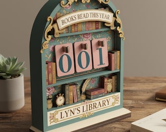 読書好きのためのパーソナライズされた読書カウンター、カスタム読書目標トラッカー、居心地の良い図書館の棚の装飾、読書好きへのユニークなギフト、本好きへのギフト