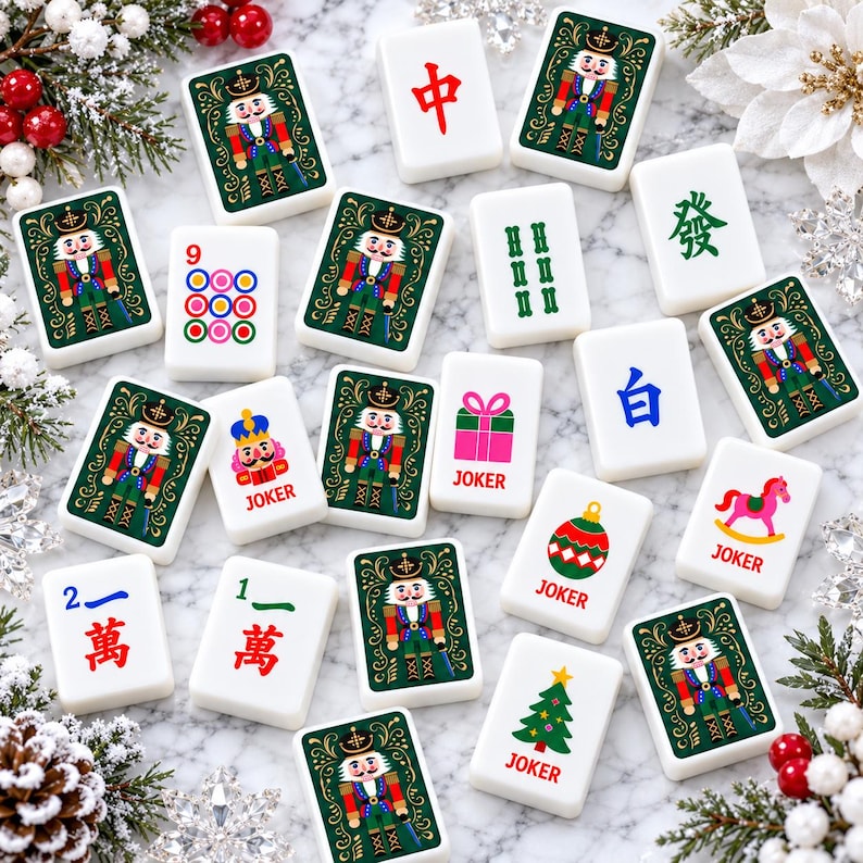 Website Tile Examples Christmas Mahjong Tile Set With Nutcracker & Festive Joker Designs ...