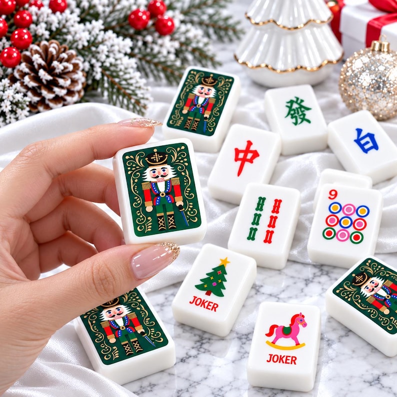 Website Tile Examples Christmas Mahjong Tile Set With Nutcracker & Festive Joker Designs ...