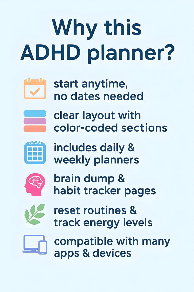 ADHD Daily Planner | Editable Google Docs | Digital Planner | Instant Download image 4