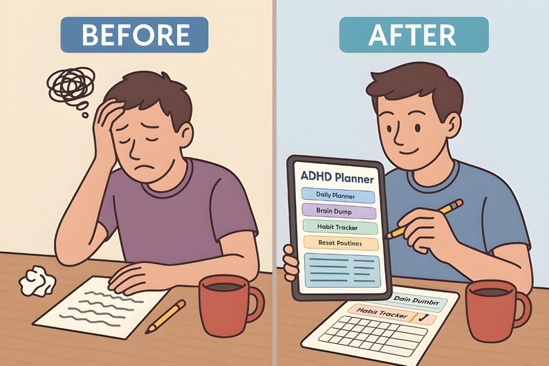ADHD Daily Planner | Editable Google Docs | Digital Planner | Instant Download image 6