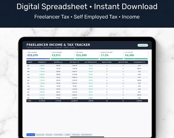 Freelancer Tax Tracker Spreadsheet | Income & Expense Tracker | Self-Employed Tax Tool | Excel | Instant Download