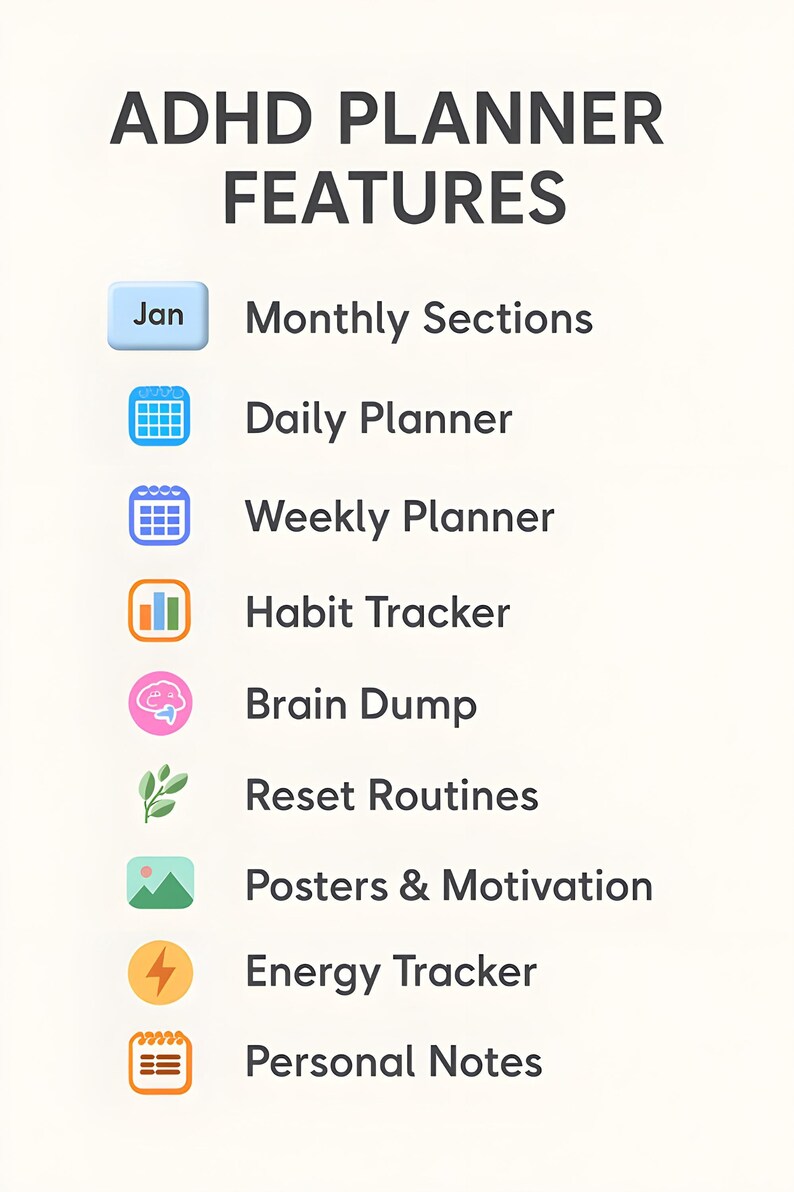 ADHD Daily Planner | Editable Google Docs | Digital Planner | Instant Download image 3