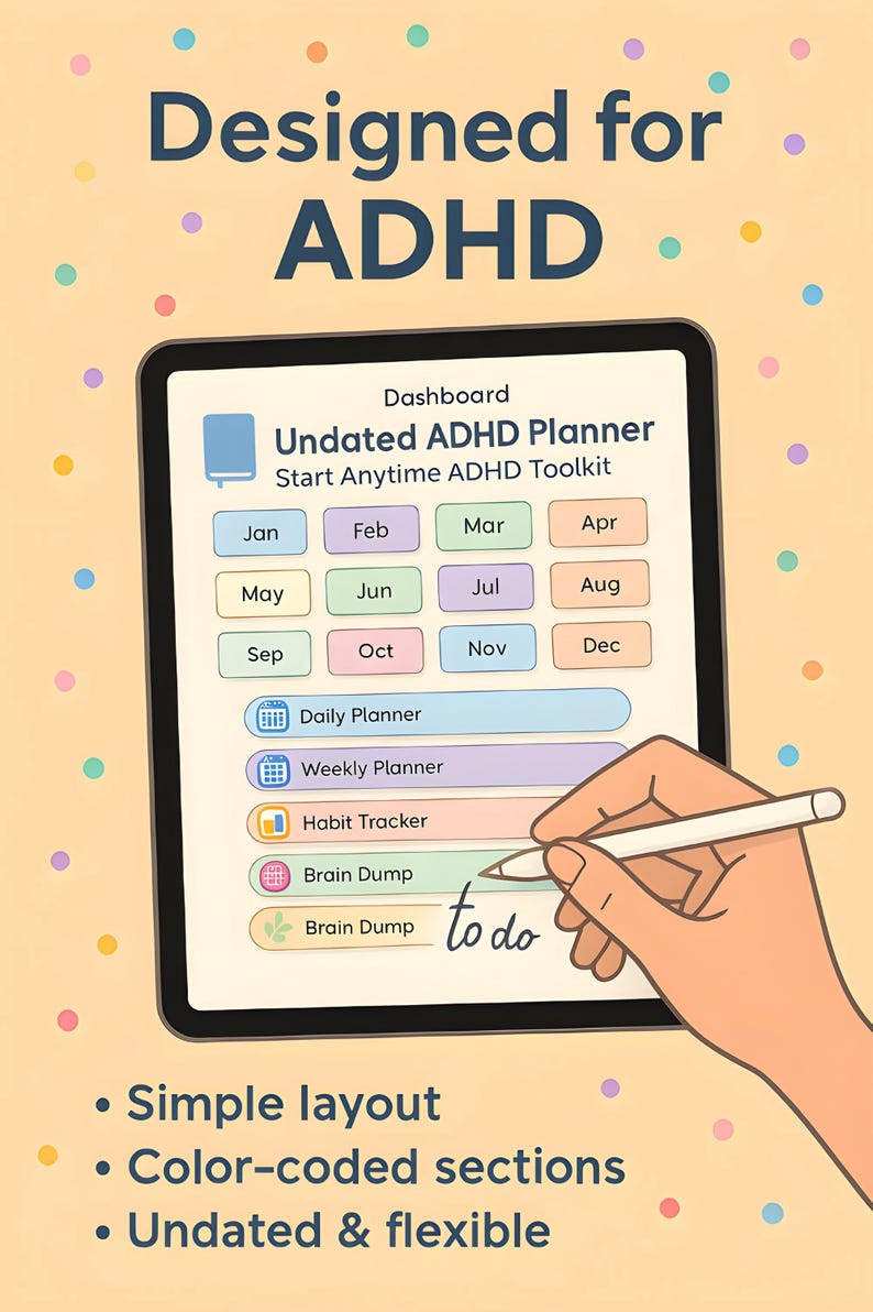 ADHD Daily Planner | Editable Google Docs | Digital Planner | Instant Download image 5