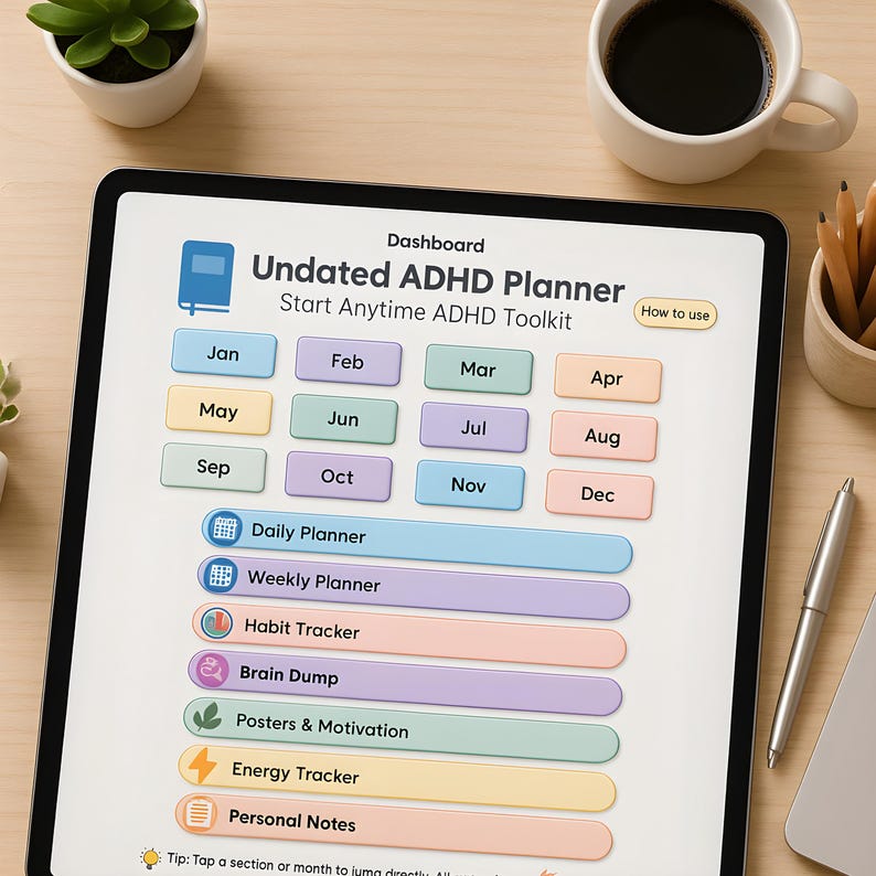 ADHD Daily Planner | Editable Google Docs | Digital Planner | Instant Download image 8
