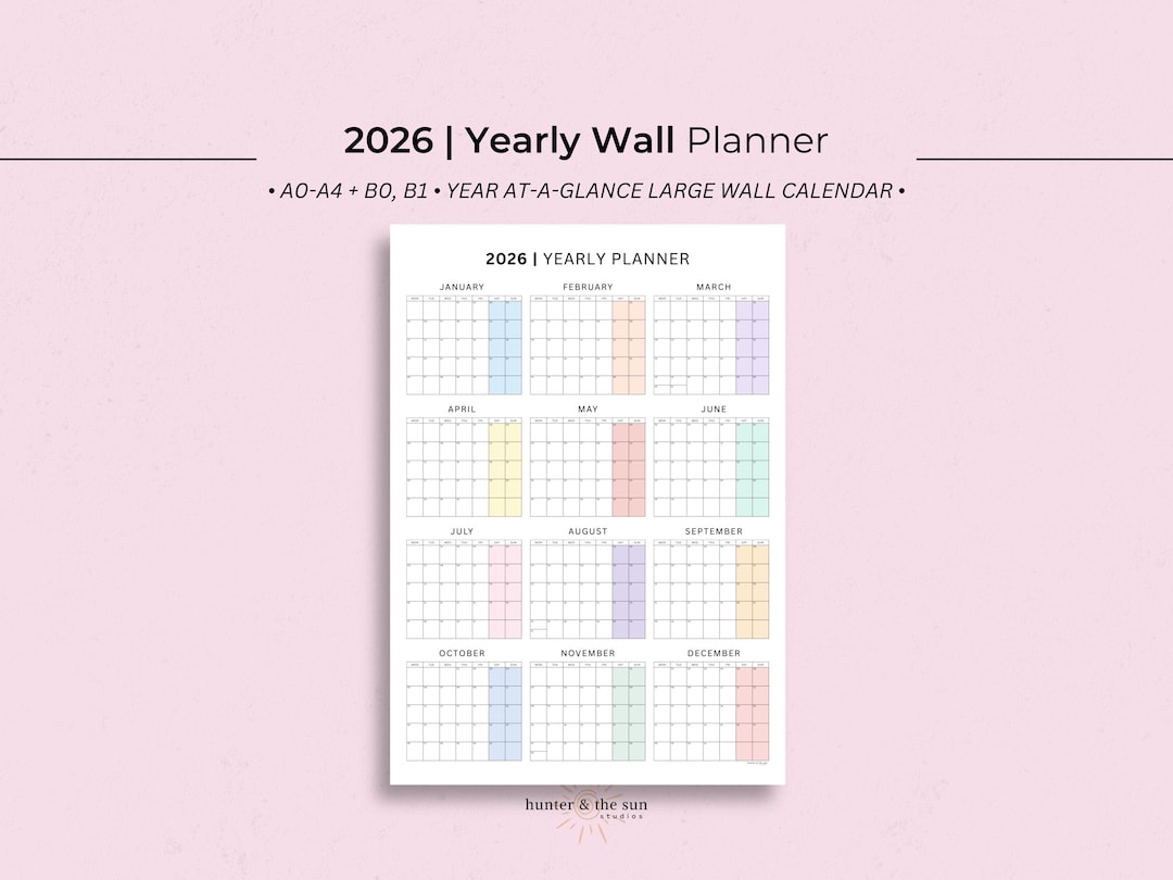 2026 Wall Planner | Large Wall Calendar | A0 - A3 + B0, B1 | PDF - Etsy