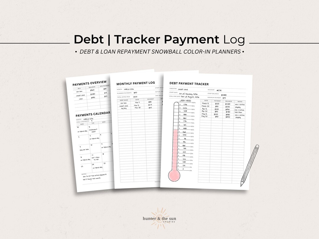 Debt Tracker Payment Log | Credit Card Loan Repayment Financial Planner ...