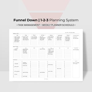 1-2-3 Funnel Down Planning System: Executive Dysfunction ADHD Weekly Planner (PDF Template)