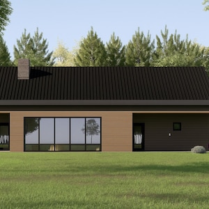 Modern Ranch House | 3 Bedroom 3.5 Bath | 34x58 Feet | 1,972 Sq Ft Floor Plan | Tiny House | Instant PDF Download