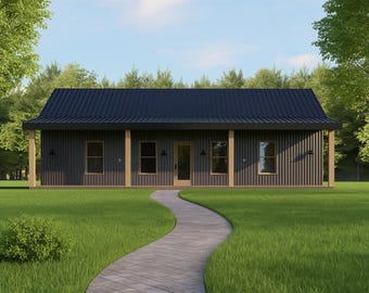 House Plan | 2 Bedroom 2 Bath | 25x48 Feet | 1,200 Sq Ft Floor Plan | Modern Ranch Tiny House | Farmhouse | Barndominium | PDF Download