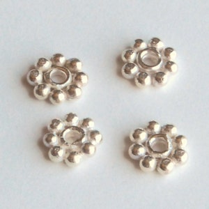 Sterling Silver Bali Daisy Spacers / Bright Finish 1.5 x 5 mm   - 1 Pair (2 beads)  Sterling Silver Spacer, Bali Silver, Bali Spacer Bead