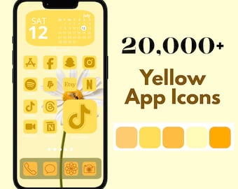 Yellow App Icon Pack: 20,000+ iOS and Android Icons, Widgets, Wallpapers (Digital Download)