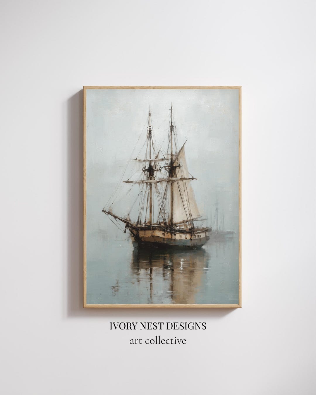 Cozy Vintage Sailing Ship Wall Art | Minimalist Nautical Print ...