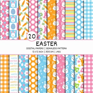 Bunny Easter Digital Papers Seamless Repeat Pattern Easter Background Printable Digital Paper Junk Journals Bunny Scrapbook Digital Download