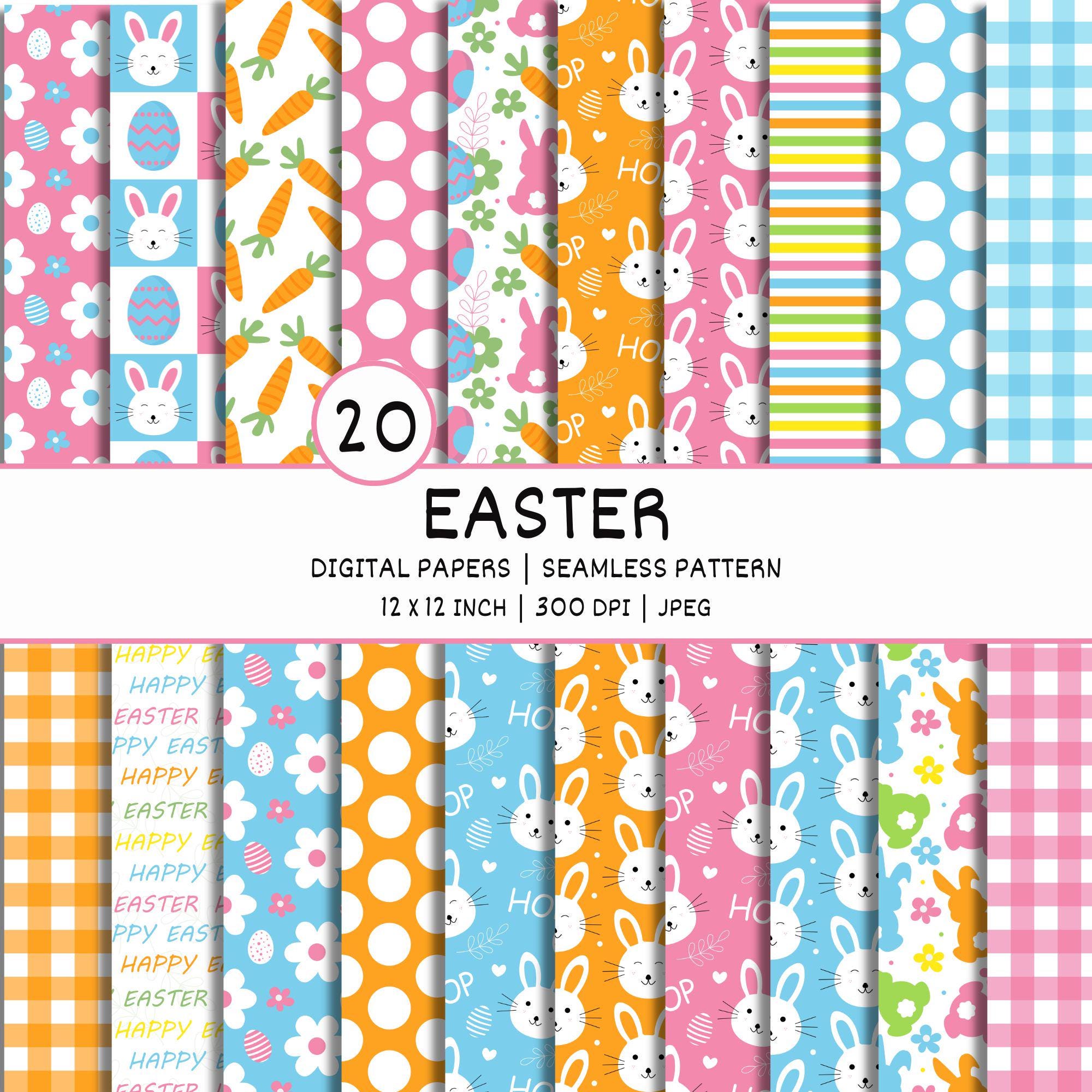 Bunny Easter Digital Papers Seamless Repeat Pattern Easter Background ...