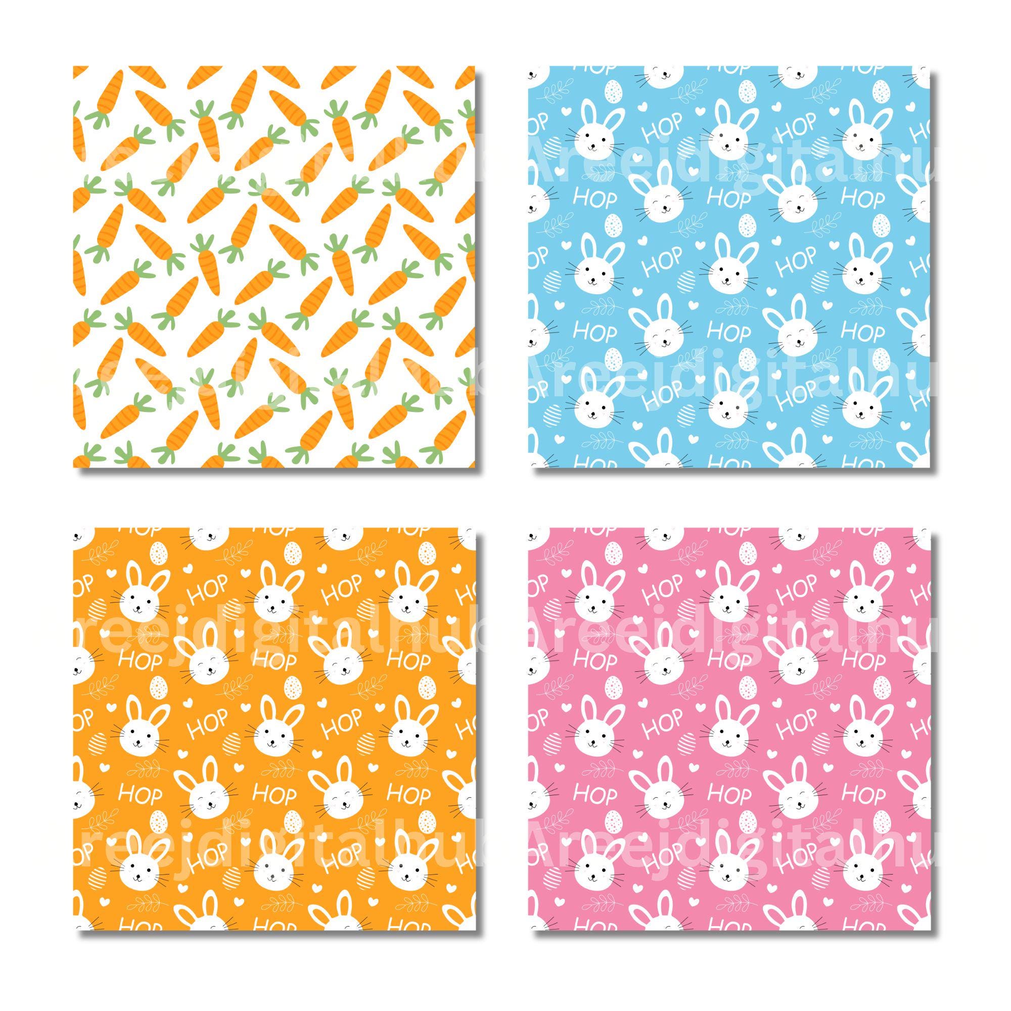 Bunny Easter Digital Papers Seamless Repeat Pattern Easter Background ...