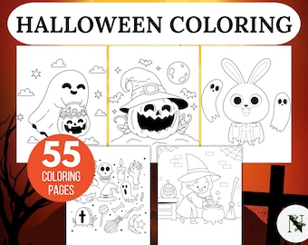 Halloween Coloring Pages, Halloween Coloring Book, Printable Halloween Sheets, Kids Halloween Activities, Digital Coloring Pages PDF, Ghost