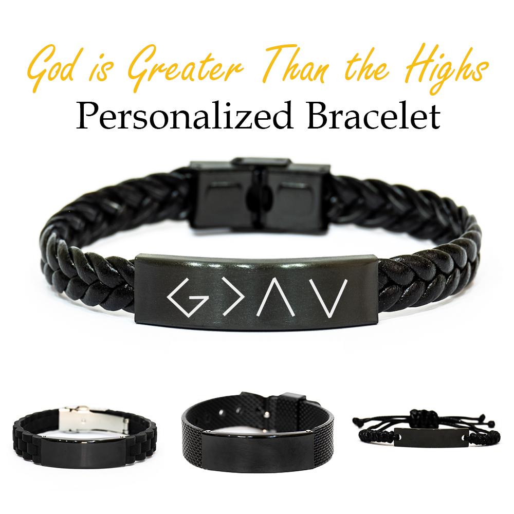 RUNXINTD Pulsera Cristiana "God Is Greater Than The Highs And Lows" (Dios Es Mayor Que Los Altibajos Y, Metal