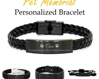 Pet Memorial Bracelet: Custom Engraved 'No Longer By My Side' Keepsake