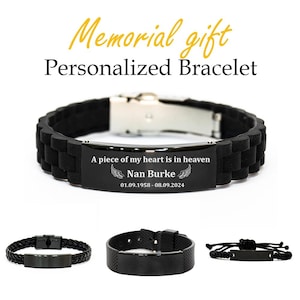 Personalized memorial Bracelet,Memorial Bracelet,A piece of my heart is in heaven,Memorial gift for lost loved one,Bereavement gift