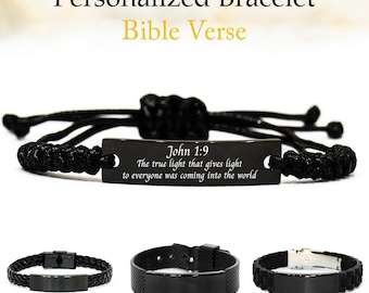 Personalized Bible Verse Bracelet, Christian Gift for Men