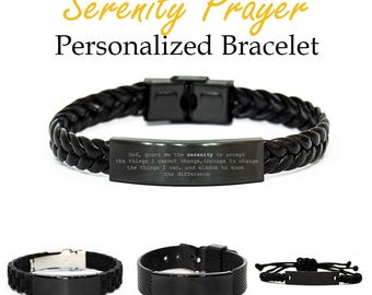 Pulsera de oración de la serenidad, regalo cristiano inspirador grabado