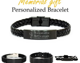 Pulsera "Te llevaré conmigo hasta que te vuelva a ver", pulsera conmemorativa personalizada, regalo conmemorativo por la pérdida del abuelo, regalo de condolencia