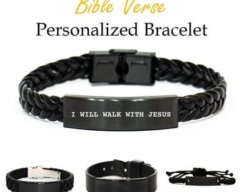 I Will Walk With Jesus Bracelet, Bible Verse Christian Jewelry