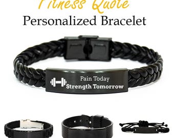 Gym Bracelet, 'Pain Today Strength Tomorrow' Fitness Jewelry