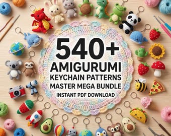 Bundel met 540+ amigurumi-sleutelhanger en haakpatronen, minidier pdf (direct downloaden)