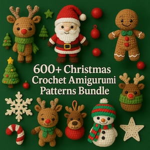 Meer dan 600 kersthaakpatronenbundel | Amigurumi-ornamenten, geschenken, wearables en woondecoratie | Pdf-patroonset