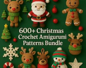 Meer dan 600 kersthaakpatronenbundel | Amigurumi-ornamenten, geschenken, wearables en woondecoratie | Pdf-patroonset
