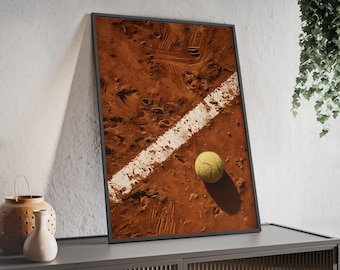 Plakat w ramce z kortem tenisowym, dekoracja ścienna do pokoju sportowego