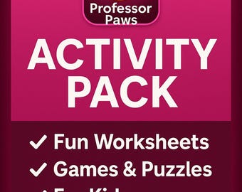 Professor Paws Activity Pack: Kids Printable Puzzles (PDF Download) Ages 4-7