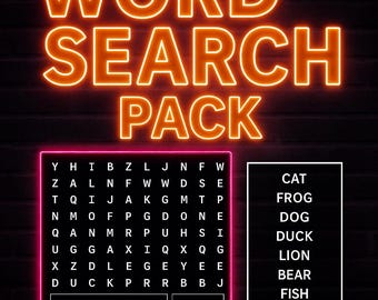 Kids Word Search Puzzle Pack: 5 Fun Educational Activities (PDF Download)