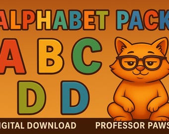 Alphabet Tracing Worksheets: Professor Paws A-Z, Preschool Handwriting (PDF Digital Download)