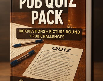 General Knowledge Pub Quiz Pack | 100 Printable Questions | Trivia Night Game | Instant Digital Download