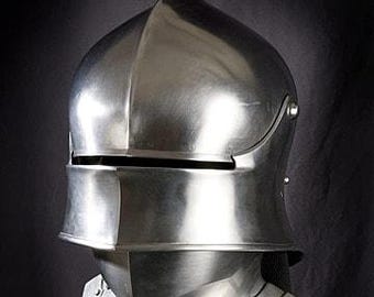 Handcrafted Medieval Gothic German Sallet helmet 18ga movable visor wearable metal helmet - best gift for him