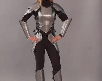 Polished Steel Medieval Female Armor Suit - Queen of the Elven Court Cosplay LARP Costume Armor