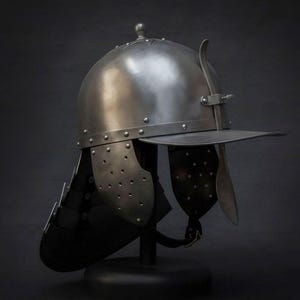 Medieval Burgonet Helmet | Handcrafted 16th Century Renaissance Armor | Steel Combat Helmet for Reenactment & Display