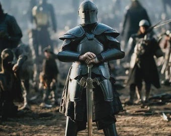 Black Full Body Barbuta Armor | Masterpiece of Medieval Protection | Knight Full Plate Armor for Cosplay & LARP Costume