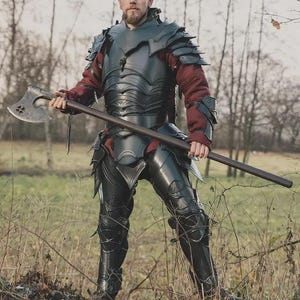 Medieval Knight Blackened Steel Dragomir Full Body Armor Suit - Fantasy Full Body Armor - Cuirass,Pauldrons,Arm Guards,Leg Armor Set Larp