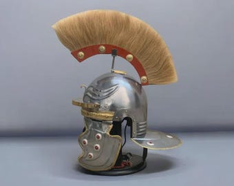 Roman Centurion Helmet Engraved Steel Gallic Roman Design Historical Armor Gift for Him Unique Collectible