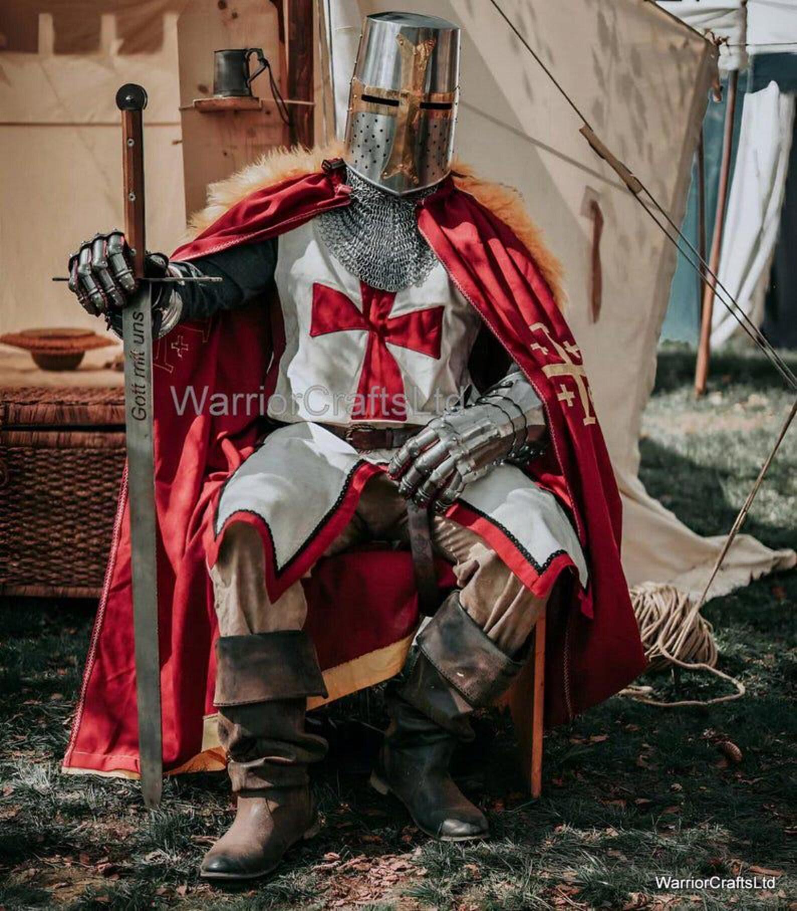 Déguisement Chevalier Médiéval / Templier - Tunique Pour Cosplay, Carnaval, Fêtes à Thème - Taille Unique Ajustable