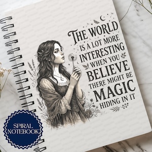 Witchy Spiral Notebook 6x8 | Salem 400 Years Botanical Medieval Journal | Wisewoman Reading Nook Gift for Fantasy Book Lovers